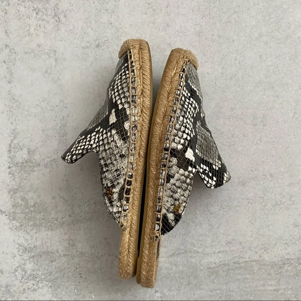 Tory Burch || Max Snake Embossed Espadrilles Slides‎ Mules Slip Ons 5.5
